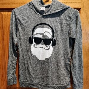 EUC Youth 8 Urban Smalls Gray Hoodie with Hipster Santa Graphic, Lightweight